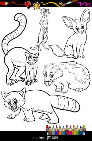 Lemur, Dachs, Cartoon, Erdmännchen, Erdmännchen, Bildung, Comic, Grafik, Tier, Stock Vektor