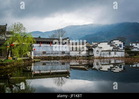 Traditionelle Häuser, alte Chengkan Dorf, während der Zeit der drei Königreiche gegründet und organisiert auf Fengshui Prinzipien der Vereinigung von Yin ein Stockfoto