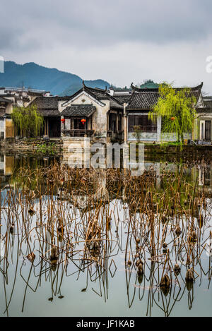 Traditionelle Häuser, alte Chengkan Dorf, während der Zeit der drei Königreiche gegründet und organisiert auf Fengshui Prinzipien der Vereinigung von Yin ein Stockfoto