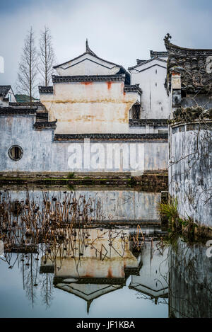 Traditionelle Häuser, alte Chengkan Dorf, während der Zeit der drei Königreiche gegründet und organisiert auf Fengshui Prinzipien der Vereinigung von Yin ein Stockfoto