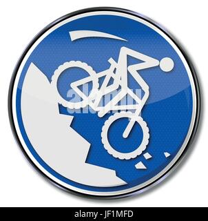 Schild-Schuss auf der Piste mit dem Mountainbike Stock Vektor