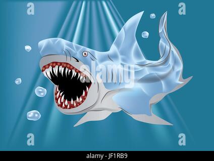 blau, Gefahr, Tier, Wild, Fisch, Sonnenlicht, Wasser, Tiere, Shark, Stock Vektor