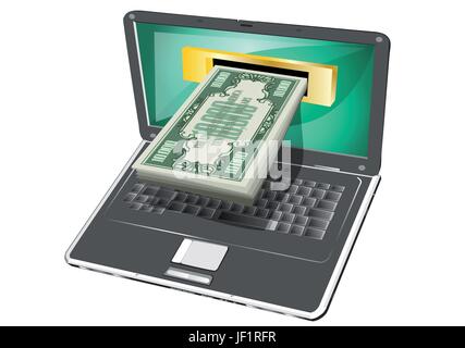 Laptop, Notebook, Computer, Computer, Pay, Dollar, Dollar, Tastatur, PC, Stock Vektor