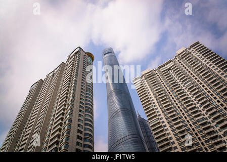 Shanghai Tower, das höchste Gebäude der Welt, ein Wolkenkratzer befindet sich im Stadtteil Pudong, Shanghai, China Stockfoto