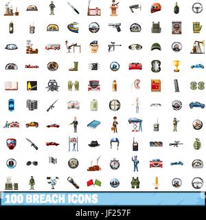 100 Verletzung Icons set, cartoon-Stil Stock Vektor