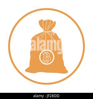 Stilisierte Symbol einer verknoteten Tasche mit Geld. Design für Banner, Poster oder Druck. Stock Vektor