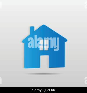 blau, Haus, Gebäude, Kunst, isoliert, Modell, Entwurf, Projekt, Konzept, Plan, Stock Vektor