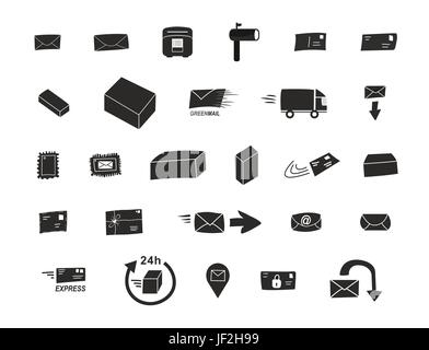 27 post Ikonen - moderne Schwarzweißabbildungen Stock Vektor