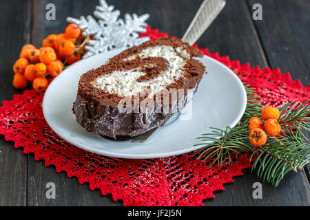 Stück Kuchen Traditionelle Weihnachten anmelden. Stockfoto