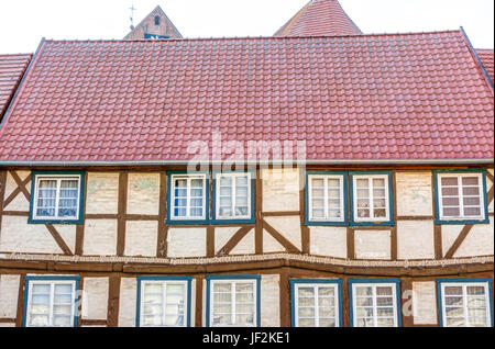 Hälfte - timered Haus in Parchim Stockfoto