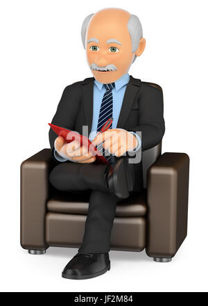 3D-Illustration Mediziner. Psychologe, sitzen auf einem Sofa zu arbeiten. Isolierten weißen Hintergrund. Stockfoto