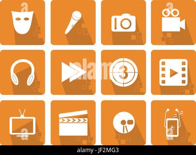 Satz, Symbole, Elemente, Telefon, Handy, Objekt, Musik, Kunst, Spiel, Turnier, Stock Vektor