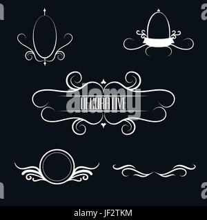 Emblem, Vintage, retro, dekorativ, Ränder, Rahmen, Satz, gedeihen, Emblem, Stock Vektor