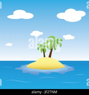Strand, Meer, Strand, Meer, Sommer, sommerlich, Palmen, Illustration, Stock Vektor