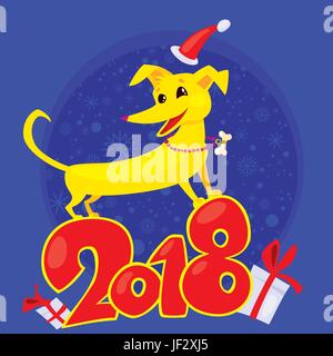 Yellow Dog ist Chinesisches Sternzeichen Symbol für das neue Jahr 2018. Stock Vektor