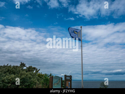 Halten Schottland Schöne, Schottlands sauberen Strand Award Flagge im Gullane Strand fliegen, East Lothian, Schottland, Großbritannien Stockfoto