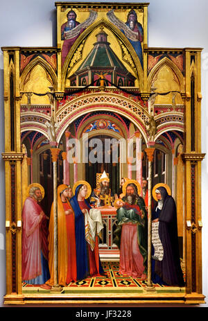 Darstellung im Tempel 1290-1348 Ambrogio Lorenzetti 1285-1348 Italien Italienisch (signiert und datiert 1342; für den Altar des San Crescenzo im Dom von Siena in Auftrag gegeben.) Stockfoto