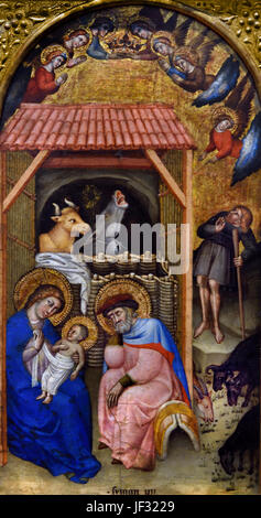 Geburt 1380 Simone dei Crocifissi 1355-1399 Italien Italienische Geburt, bezieht sich auf die, Geburt von Jesus, die zentrale Figur der Religion des Christentums, feiern die Geburt, während, Weihnachten, Stockfoto