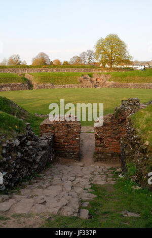 Bleibt des römischen Amphitheaters in Caerleon in der Nähe von Newport in Wales Stockfoto