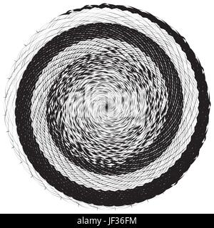 Element, Muster mit gewellten, verzerrte Linien. Abstrakte geometrische Abbildung in schwarz / weiß Stock Vektor