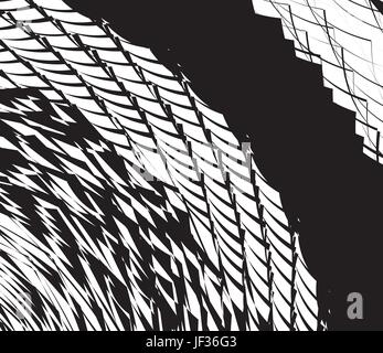 Element, Muster mit gewellten, verzerrte Linien. Abstrakte geometrische Abbildung in schwarz / weiß Stock Vektor