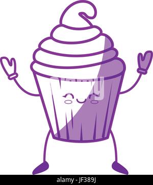 Kawaii-Cupcake-Symbol auf weißem Hintergrund-Vektor-illustration Stock Vektor