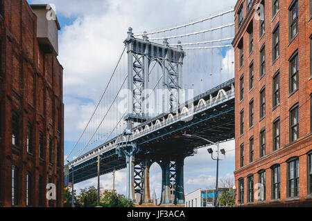 Manhattan Bridge in New York, USA am Okt 4, 2016. Stockfoto