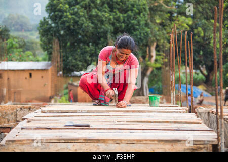 Frau Baumeister, Nuwakot Bezirk von Nepal Stockfoto