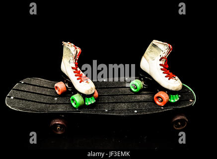 Alte gebrauchte Holz Skateboard Stockfoto