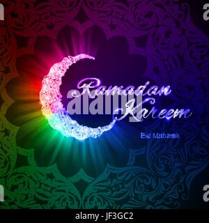 Gruß, Religion, religiöse, Urlaub, Asien, Strahl, Mond, Ornament, Party, Stock Vektor