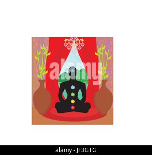 Männer Silhouette - Chakren Stock Vektor