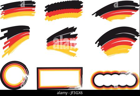 Deutschland, Bundesrepublik Deutschland, Flagge, Pinsel, Banner, Deutsch, Rahmen, Rahmen, Stock Vektor