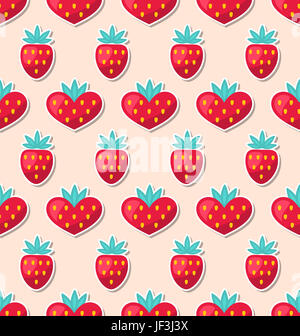 Abbildung einfach Seamless Wallpaper mit Herzen und Erdbeeren für den Valentinstag. Schönes Muster- Stockfoto