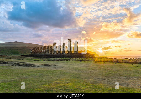 Moai Ahu Tongariki, Osterinsel, Chile Stockfoto