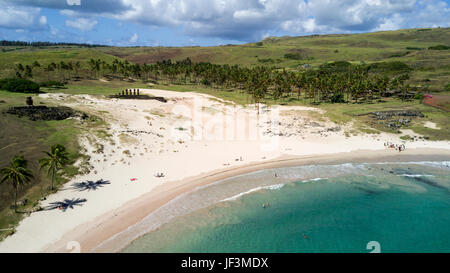 Anakena Strand auf der Osterinsel, Chile Stockfoto