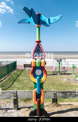 Pensarn Promenade National Cycle Network Schild nahe Abergele und Pensarn Bahnhof Stockfoto