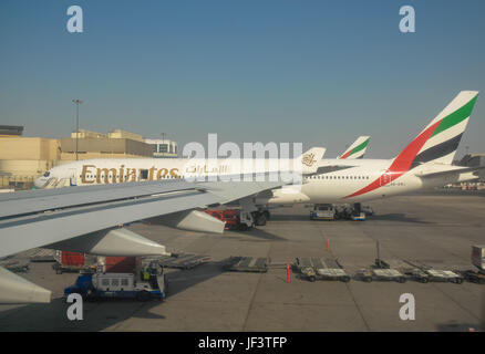 Flugzeuge auf dem Flughafen von Dubai, vae Stockfoto