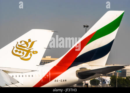 Flugzeuge auf dem Flughafen von Dubai, vae Stockfoto