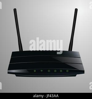 Zeichen, Signal, schwarz, dunkelhäutigen, tiefschwarze, tiefschwarz, Router, WLAN, Modem, Stock Vektor