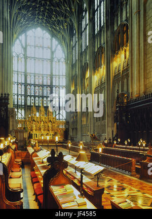 Kathedrale von Gloucester alten Chorgestühl. Gloucestershire, England Stockfoto