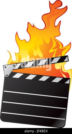 heiß, Feuer, Brand, Flamme, Flammen, Logo, Film, Bewegung, Verschiebung, Stock Vektor