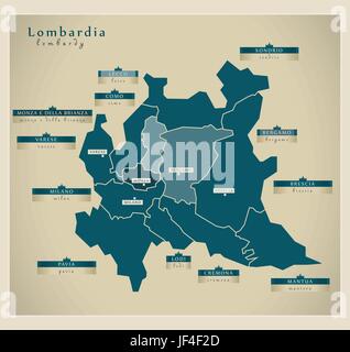 Grafik, Modern, moderne, Europa, Karte, Region, Vektor, Atlas, Karte von der Stock Vektor