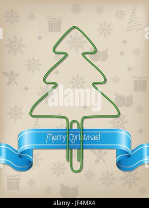 Gruß, Baum, Karte, Weihnachten, Clip, Blatt Papier, Papier, Xmas, x-mas, Stock Vektor