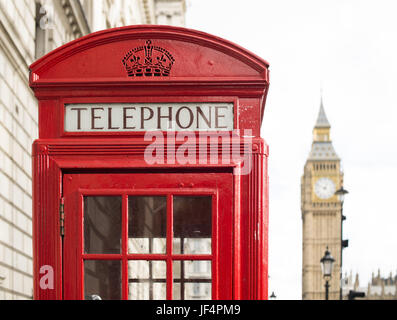 Big Ben und rotes Telefon Kabinen Stockfoto