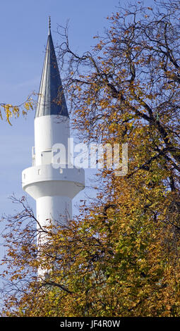 Minarett, Moschee Mevlana Konstanz Stockfoto