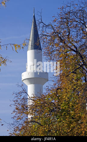 Minarett, Moschee Mevlana Konstanz Stockfoto