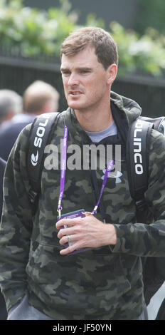 London, UK. 29. Juni 2017. Jamie Murray ältere Broither von Wimbledon singles Champion Andy Murray in die AELTC für die Praxis mit ein paar Tage bis zum Beginn des 2017 Wimbledon Tennis Championships Credit kommt: Amer Ghazzal/Alamy Live-Nachrichten Stockfoto