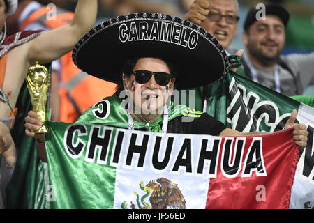 Sotschi, Russland. 29. Juni 2017. Mexikos Fans während das Halbfinale des Confederations Cup zwischen Deutschland und Mexiko im Fisht Stadion in Sotschi, Russland, 29. Juni 2017. Foto: Marius Becker/Dpa/Alamy Live News Stockfoto