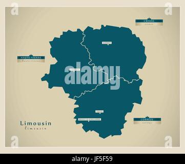 Grafik, Modern, moderne, Frankreich, Karte, Region, Vektor, Abteilung, Atlas, Stock Vektor