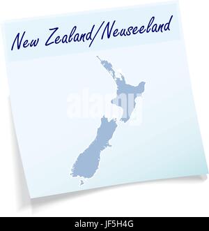 blau, Hinweis, Memo, Slip, Australien, Illustration, Neuseeland, Karte, Nachricht, Stock Vektor